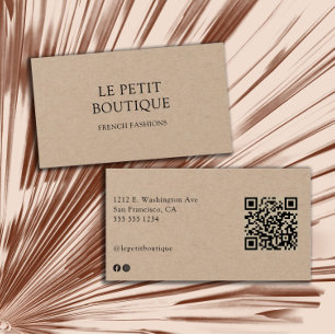 Minimalistic Kraft Card  QR Code Business Card