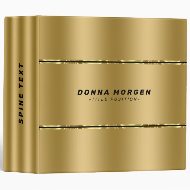Minimalistic large metallic gold stripes binder (Front/Spine)