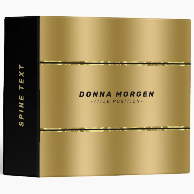 Minimalistic large metallic gold stripes binder (Front/Spine)
