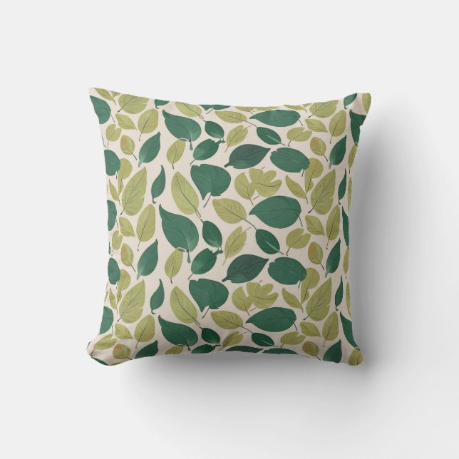 Minimalistic Leaves Pattern: Contemporary Nature Throw Pillow (Front)