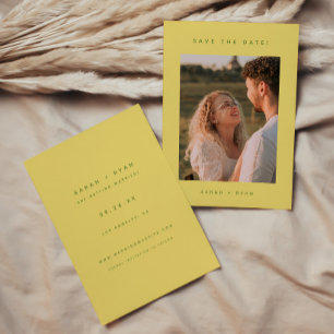 Minimalistic Lemon Yellow Engagement Photo Wedding Save The Date