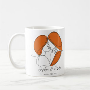 Minimalistic Lesbian Kiss Line Art Personalized Coffee Mug