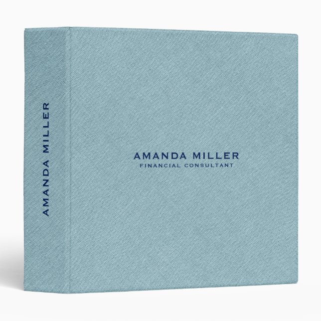 Minimalistic Light Blue Linen Texture Print Binder (Front/Spine)