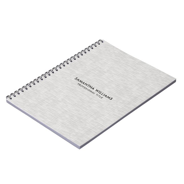 Minimalistic Light Grey Linen Texture Notebook (Left Side)