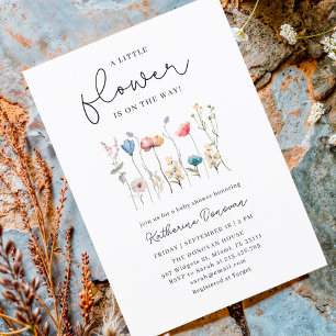 Minimalistic Long-stem Wildflower Baby Shower  Invitation