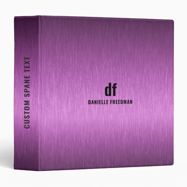 Minimalistic Magenta Metallic Texture Black Typogr Binder (Front/Spine)