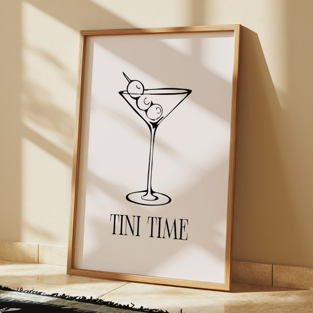 Minimalistic Martini "Tini Time" Cocktail Kitchen Poster (Creator Uploaded)