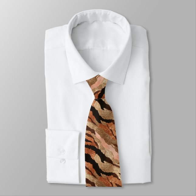 Minimalistic Men Gifts Tiger Print Tie (Tied)