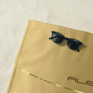 Minimalistic metallic gold background beach towel