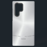 Minimalistic metallic silver background samsung galaxy case<br><div class="desc">Simple modern,  and elegant image of a metallic silver background. Shiny silver stripe accent.</div>