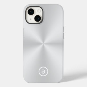 Minimalistic Metallic Silver Image, Monogram Case-Mate iPhone 14 Case