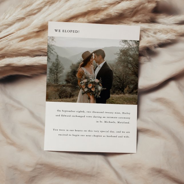 Minimalistic Modern 2-Photo Wedding Elopement Announcement (Creator Uploaded)