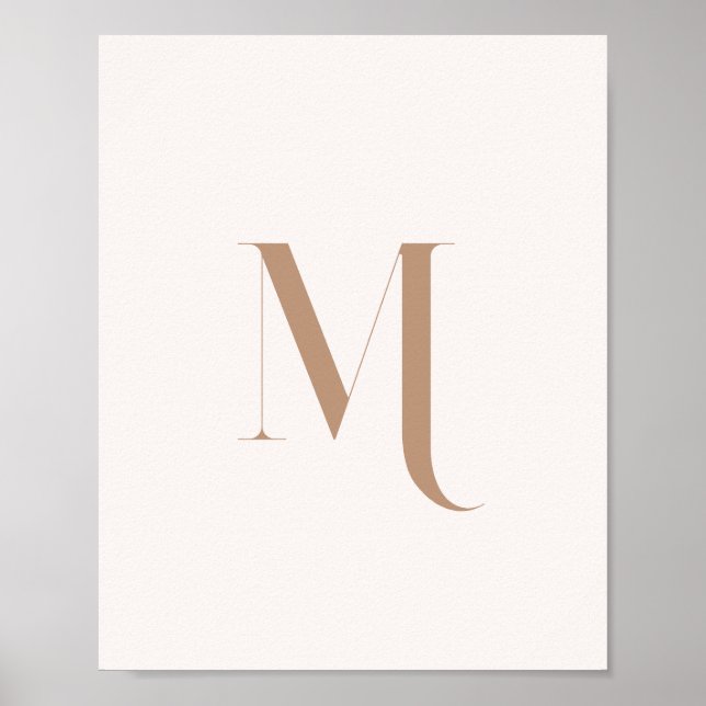 Minimalistic Modern Beige Monogram Initial Custom Poster (Front)