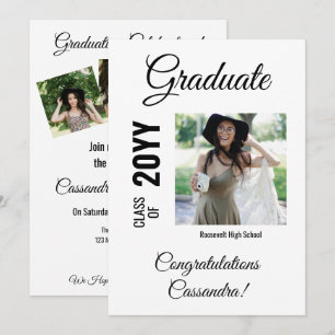 Minimalistic Modern Classic Photo Graduation Party Invitation