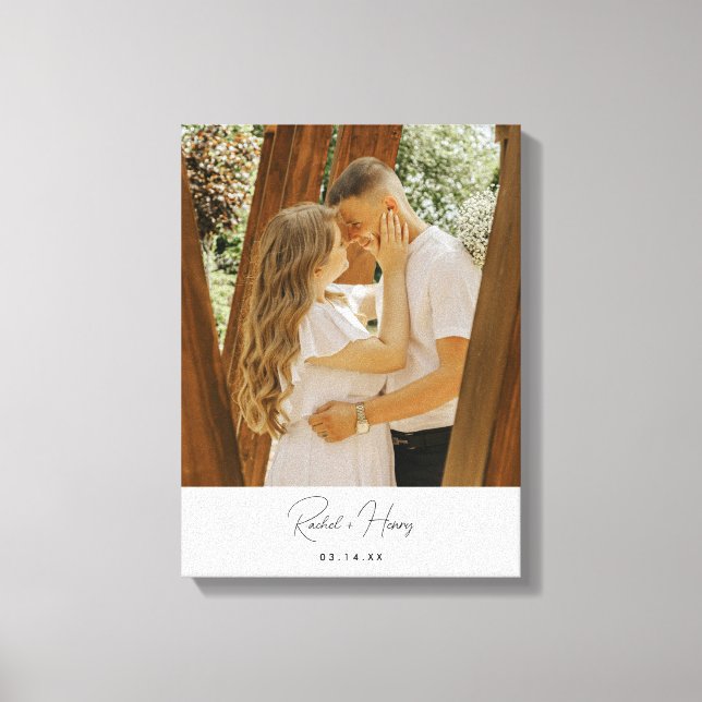 Minimalistic Modern Custom Couple Photo  Canvas Print (Front)