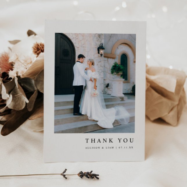 Minimalistic Modern Custom Wedding Photo Thank You Card (Creator Uploaded)