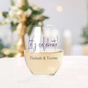 Minimalistic modern elegant wedding celebration stemless wine glass