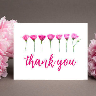 Minimalistic Modern Floral Pink Thank You Postcard