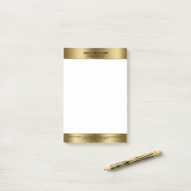Minimalistic Modern Gold Border Post-it Notes (On Desk)