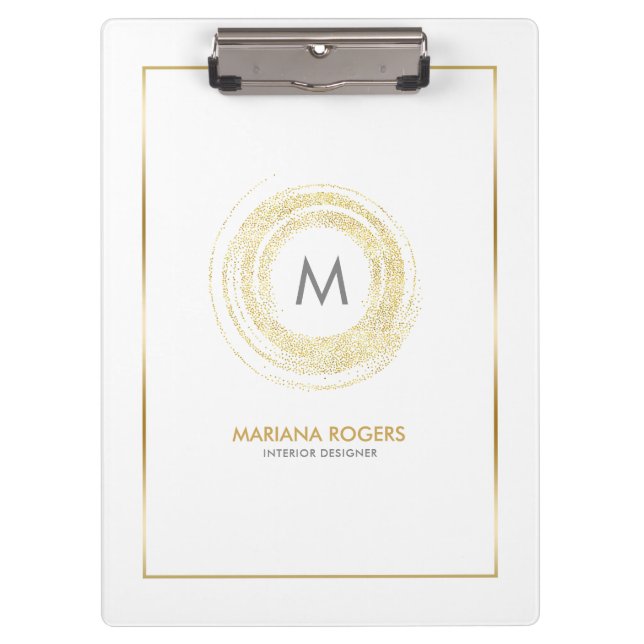 Minimalistic Modern Gold Glitter Circle Clipboard (Front)