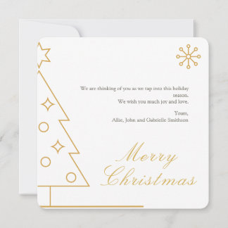 Minimalistic, Modern Golden Square Christmas Card