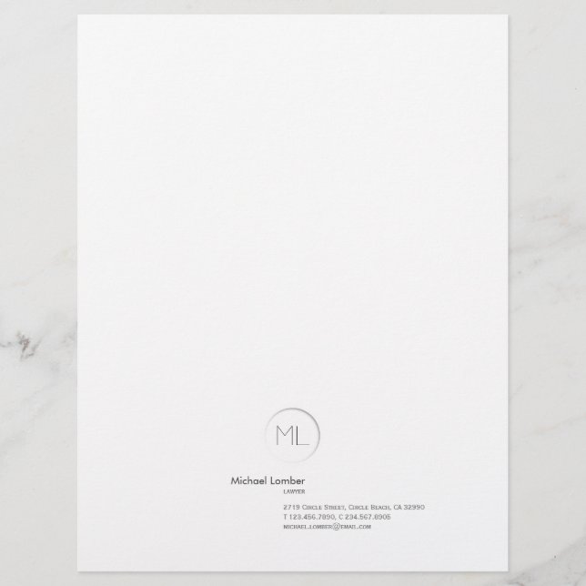 Minimalistic Modern Monogram Business Letterhead (Front)