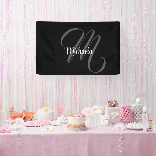 Minimalistic modern monogram initial name banner (Party)