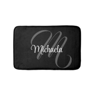 Minimalistic modern monogram initial name bath mat