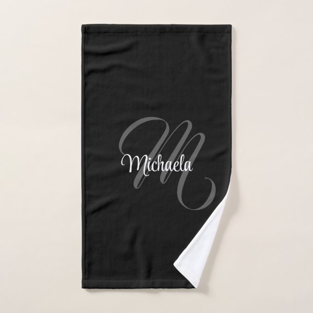 Minimalistic modern monogram initial name bath towel set (Hand Towel)