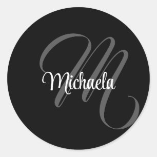 Minimalistic modern monogram initial name classic round sticker