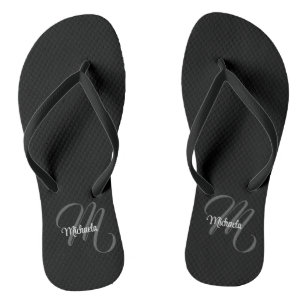 Minimalistic modern monogram initial name flip flops