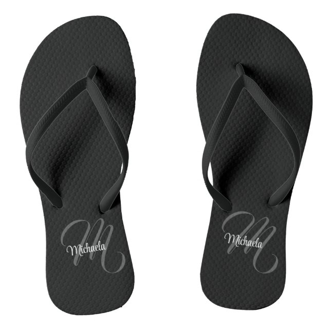 Minimalistic modern monogram initial name flip flops (Footbed)