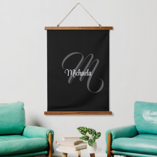 Minimalistic modern monogram initial name hanging tapestry