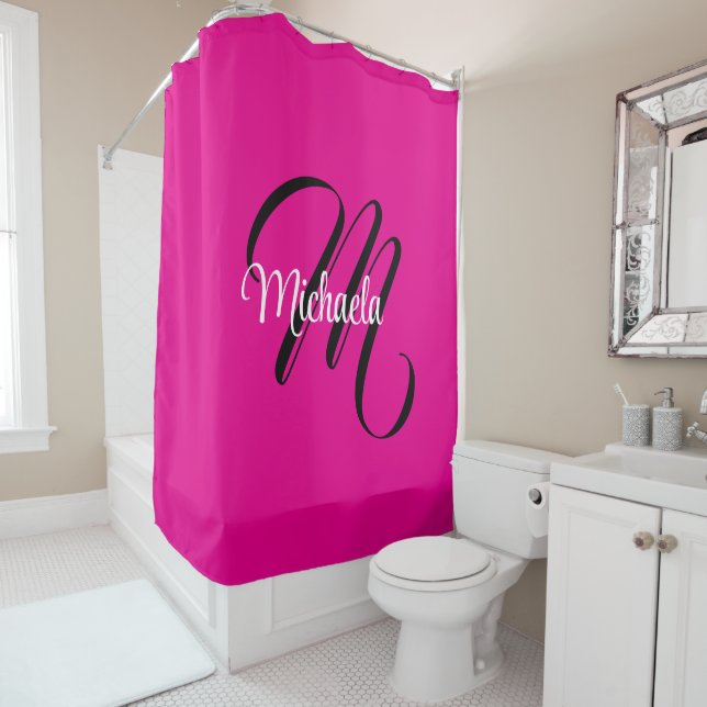 Minimalistic modern monogram initial name hot pink (In Situ)
