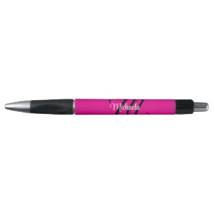 Minimalistic modern monogram initial name hot pink pen