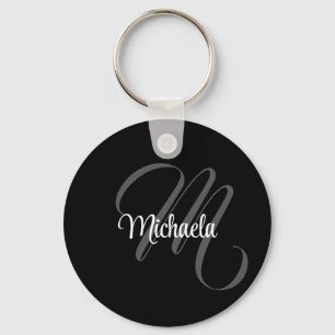 Minimalistic modern monogram initial name keychain