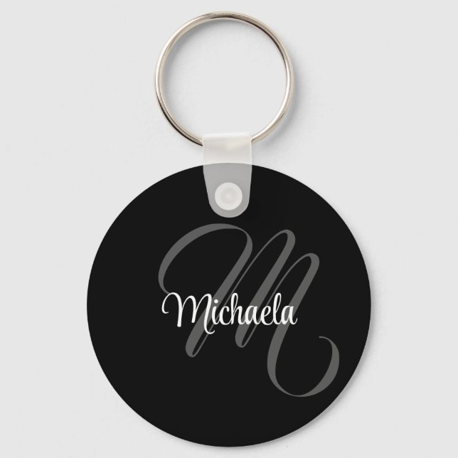 Minimalistic modern monogram initial name keychain (Front)