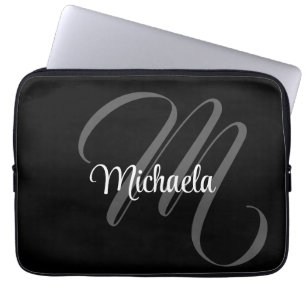 Minimalistic modern monogram initial name laptop sleeve