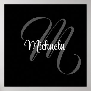 Minimalistic modern monogram initial name poster
