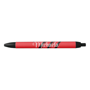 Minimalistic modern monogram initial name red black ink pen