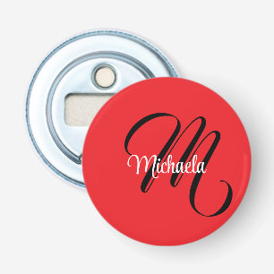 Minimalistic modern monogram initial name red bottle opener