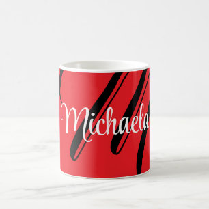 Minimalistic modern monogram initial name red coffee mug