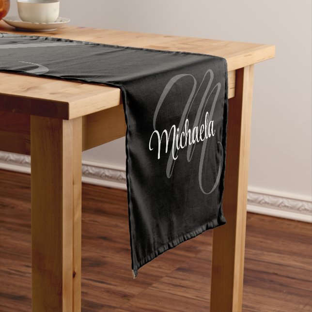 Minimalistic modern monogram initial name short table runner (In Situ)