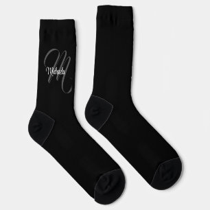 Minimalistic modern monogram initial name socks