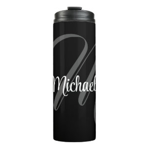 Minimalistic modern monogram initial name thermal tumbler