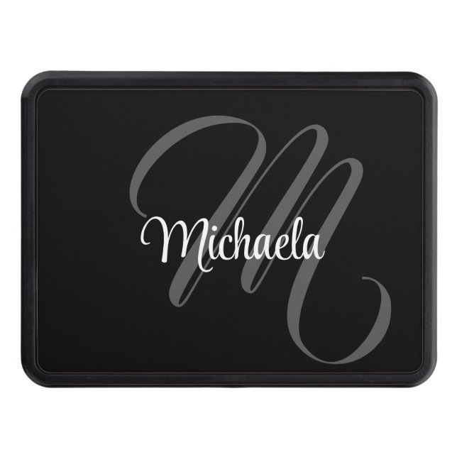 Minimalistic modern monogram initial name trailer hitch cover (Front)