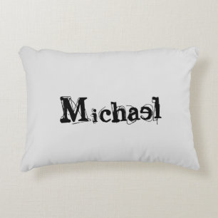 Minimalistic modern monogram name black grey accent pillow