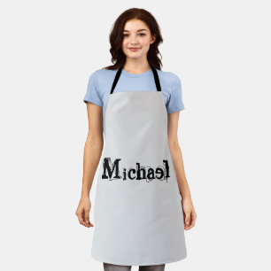 Minimalistic modern monogram name black grey apron