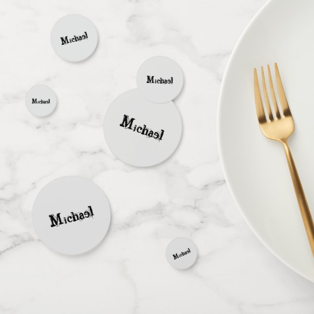 Minimalistic modern monogram name black grey confetti (Group)