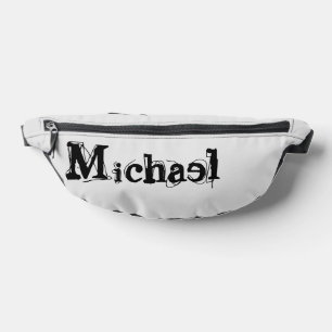 Minimalistic modern monogram name black grey fanny pack